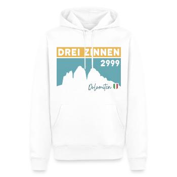 Trois Pics Tre Cime Lavaredo Dolomites Randonnée - Sweat à capuche Premium bio Homme - blanc - Devant - Nico (187cm)