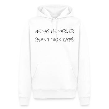 Ne Parler Avant Mon Café - Sweat à capuche Premium bio Homme - blanc - Devant - Nico (187cm)