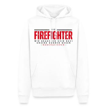 FIREFIGHTER - Wir brauchen kein Navi... - Männer Premium Bio Hoodie - Weiß - Vorne - Nico (187cm)