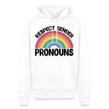 Respecter les pronoms de genre 2 - Sweat à capuche Premium bio Homme - blanc - Devant - Nico (187cm)