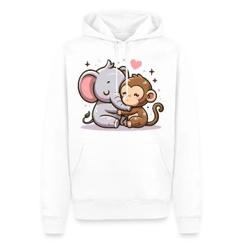 Cuddling Elephant And Monkey In Love - Men’s Premium Organic Hoodie - white - Front - Nico (187cm)