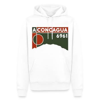 Trekking sur le volcan Cerro Aconcagua 6000 sommets des Andes - Sweat à capuche Premium bio Homme - blanc - Devant - Nico (187cm)