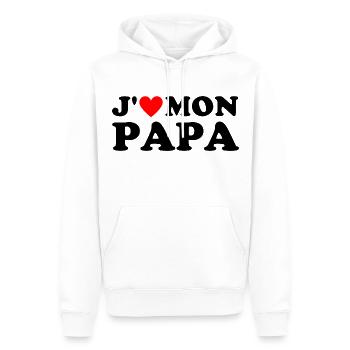 J' aime mon papa cadeau fête des pères coeur rouge - Sweat à capuche Premium bio Homme - blanc - Devant - Nico (187cm)
