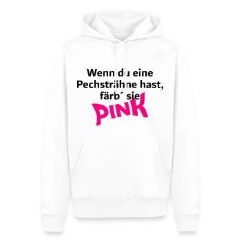 Pechsträhne??? Färb' sie PINK und alles ist egal - Männer Premium Bio Hoodie - Weiß - Vorne - Nico (187cm)