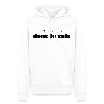 Tshirt Humour Je Boude Donc Je Suis - Sweat à capuche Premium bio Homme - blanc - Devant - Nico (187cm)
