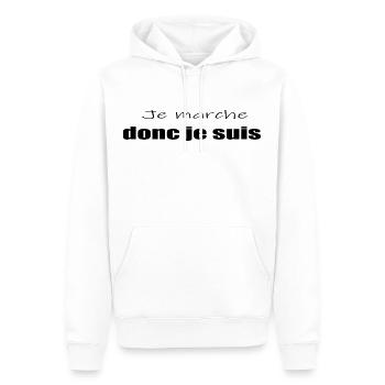 Tshirt Marche Humour Je Marche Donc Je Suis - Sweat à capuche Premium bio Homme - blanc - Devant - Nico (187cm)