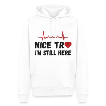 Herzoperation - Netter Versuch, ich bin noch hier - Männer Premium Bio Hoodie - Weiß - Vorne - Nico (187cm)