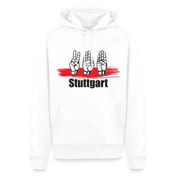 Fussball Gebärde - Stuttgart - Männer Premium Bio Hoodie - Weiß - Vorne - Nico (187cm)