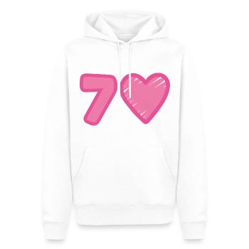 70th Birthday Heart - Men’s Premium Organic Hoodie - white - Front - Nico (187cm)