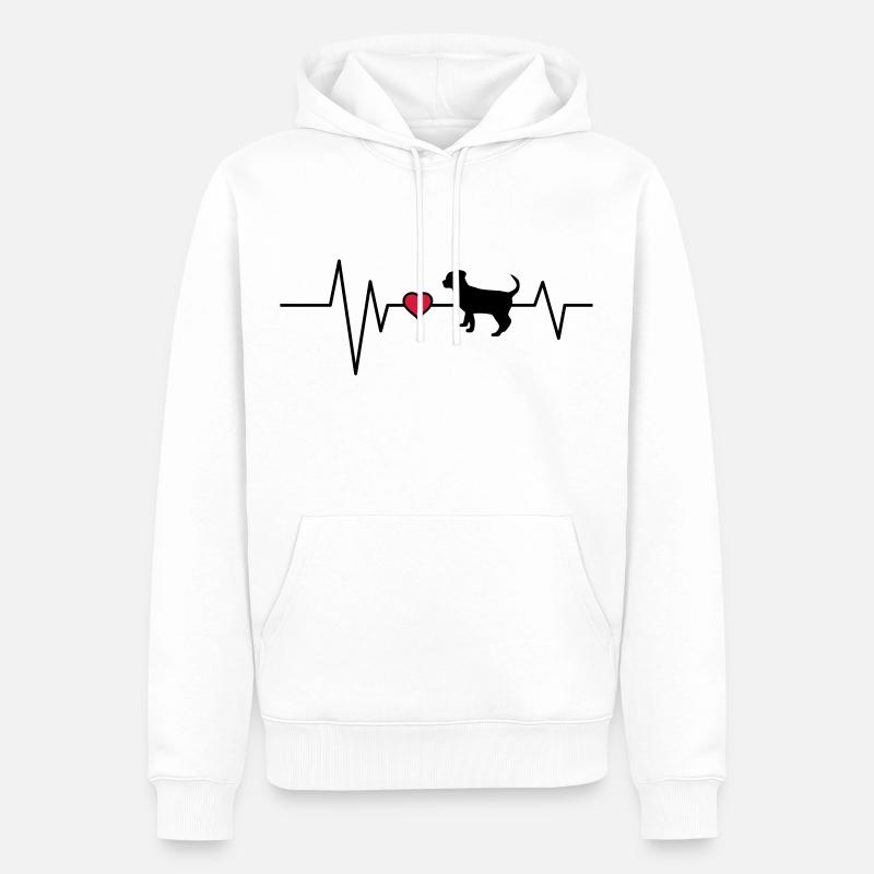 Heartbeat chien chiot - Sweat à capuche Premium bio Homme - blanc