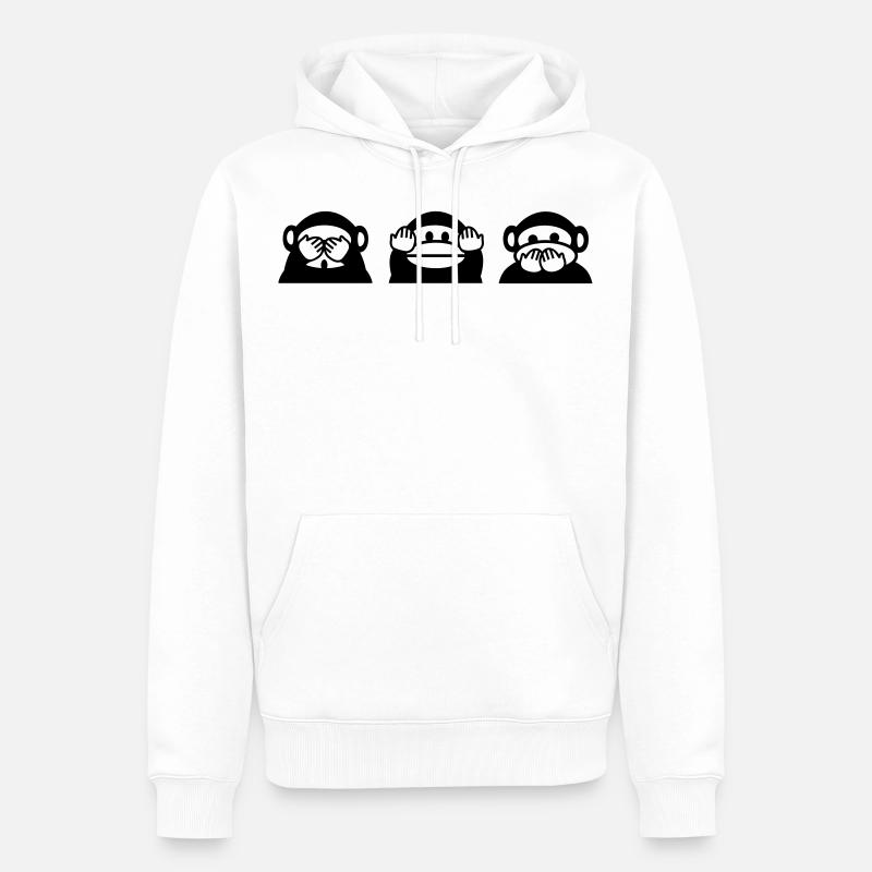 pas voir, ne pas entendre, ni parler - Sweat à capuche Premium bio Homme - blanc
