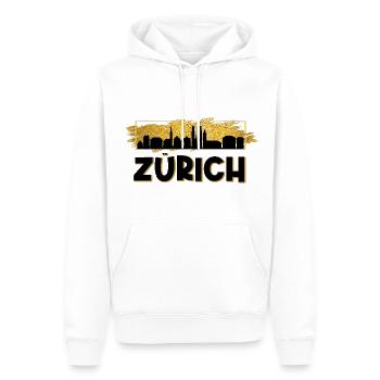 Zurich Suisse City Skyline Home Amour Or - Sweat à capuche Premium bio Homme - blanc - Devant - Nico (187cm)