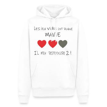 Les Jeux Vidéo Ont Ruiné Ma Vie - Sweat à capuche Premium bio Homme - blanc - Devant - Nico (187cm)