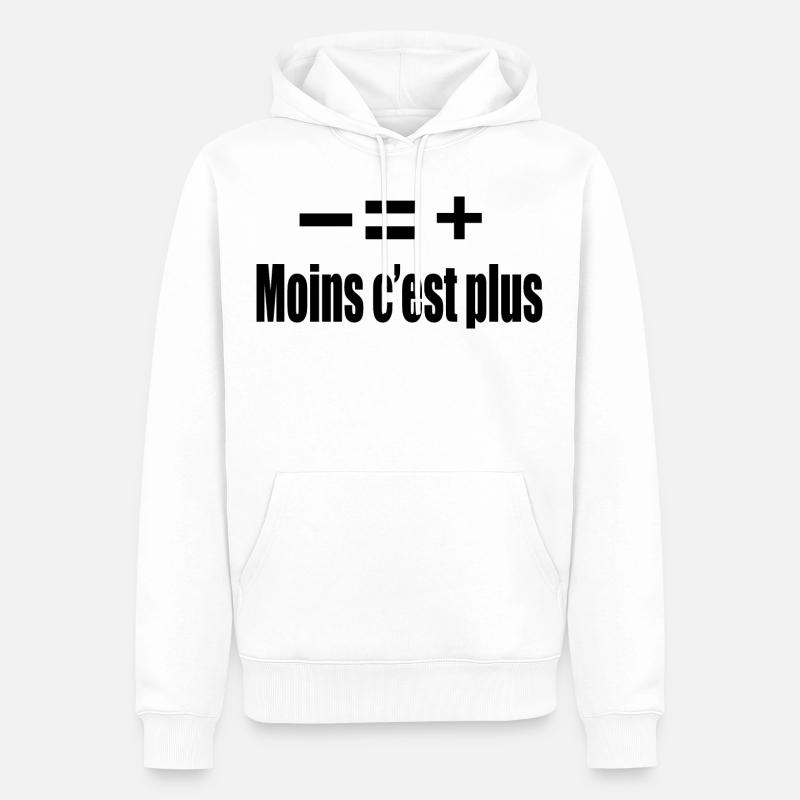 Moins C’est Plus - Sweat à capuche Premium bio Homme - blanc
