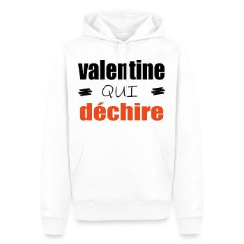 Valentine Qui Déchire Couple Saint Valentin Humour - Sweat à capuche Premium bio Homme - blanc - Devant - Nico (187cm)