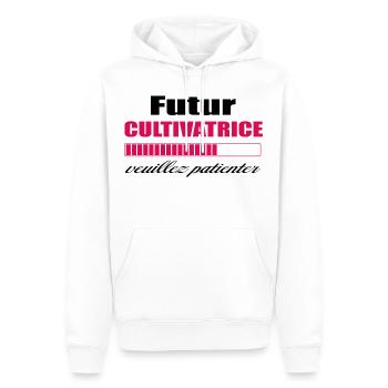 Futur Cultivatrice - Sweat à capuche Premium bio Homme - blanc - Devant - Nico (187cm)