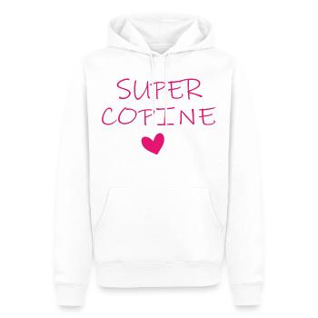 SUPER COPINE COEUR - Sweat à capuche Premium bio Homme - blanc - Devant - Nico (187cm)