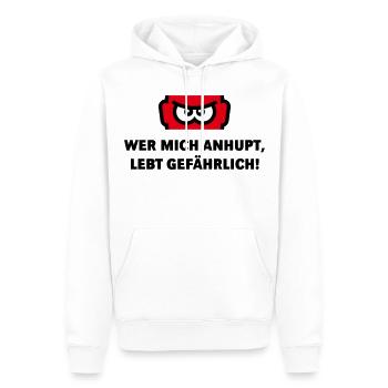 Wer Mich Anhupt, Lebt Gefährlich! (Auto / POS 3C) - Männer Premium Bio Hoodie - Weiß - Vorne - Nico (187cm)