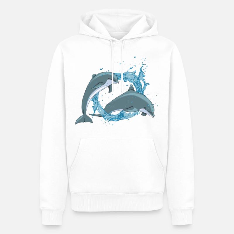 DELPHINE MIT ACQUASPLASH - Männer Premium Bio Hoodie - Weiß