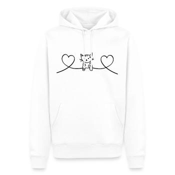 Katzenliebe Katze mit Herzen - Männer Premium Bio Hoodie - Weiß - Vorne - Nico (187cm)
