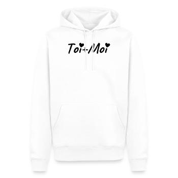 toi+moi. t shirt couple amour amoureux romantique - Sweat à capuche Premium bio Homme - blanc - Devant - Nico (187cm)