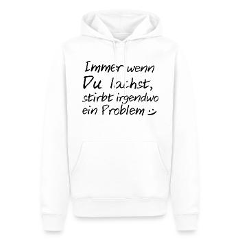 Immer wenn du lachst, stirbt irgendwo ein Problem - Männer Premium Bio Hoodie - Weiß - Vorne - Nico (187cm)