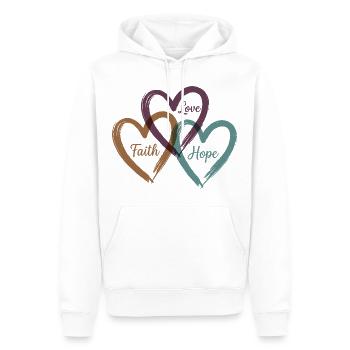 Liebe, Glaube, Hoffnung – Inspirierendes Herz-Design - Männer Premium Bio Hoodie - Weiß - Vorne - Nico (187cm)