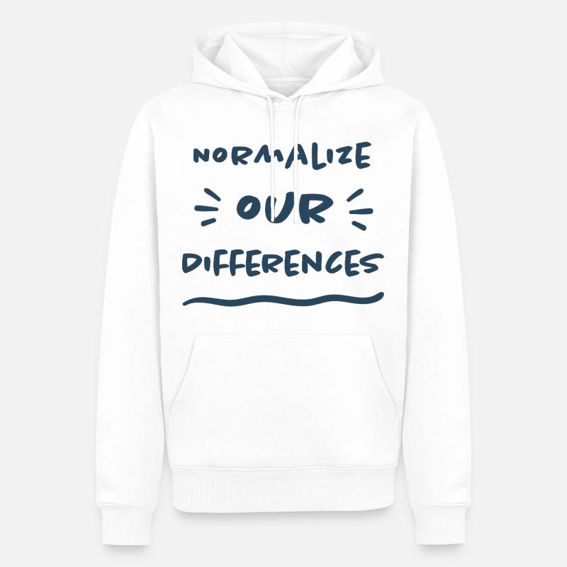 Normalize our Differences - Inclusion - Men’s Premium Organic Hoodie - white