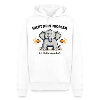 Nicht mein Problem – standhafter Elefant - Männer Premium Bio Hoodie - Weiß - Vorne - Nico (187cm)