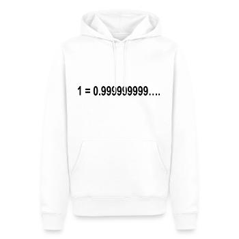 Équation de formule mathématique 1 = 0,999999999999999999999999999999999999999999999999999999 - Sweat à capuche Premium bio Homme - blanc - Devant - Nico (187cm)