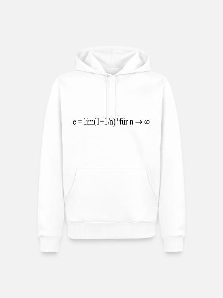Mathematik Formel Gleichung e = lim(1+1/n)n für n - Männer Premium Bio Hoodie - Weiß