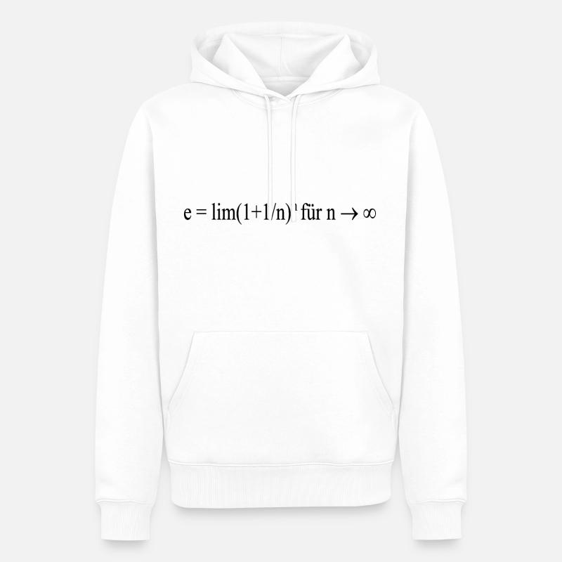 Équation de formule mathématique e = lim(1+1/n)n pour n - Sweat à capuche Premium bio Homme - blanc