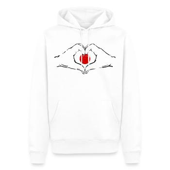 Drapeau du Japon en forme de coeur utilisé - Sweat à capuche Premium bio Homme - blanc - Devant - Nico (187cm)