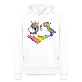 Urlaub Einhorn am Stand Sonnenbaden Regenboden - Männer Premium Bio Hoodie - Weiß - Vorne - Nico (187cm)