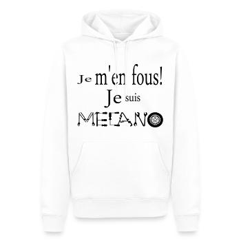Je m'en fous je suis mécano - Sweat à capuche Premium bio Homme - blanc - Devant - Nico (187cm)