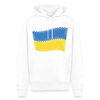 Ukraine Flag Scribble (Blue - Yellow) - Men’s Premium Organic Hoodie - white - Front - Nico (187cm)
