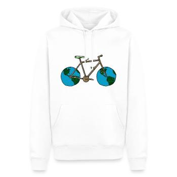 Planète Terre vélo, jeu de mots cyclisme, roue de vélo Art - Sweat à capuche Premium bio Homme - blanc - Devant - Nico (187cm)
