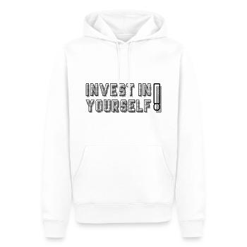 Investissez en vous-même citations motivantes - Sweat à capuche Premium bio Homme - blanc - Devant - Nico (187cm)