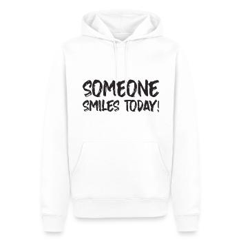 QUELQU’UN SOURIT AUJOURD’HUI - Sweat à capuche Premium bio Homme - blanc - Devant - Nico (187cm)