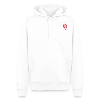 Bushido Symbol - Courage (yu) - rouge - Sweat à capuche Premium bio Homme - blanc - Devant - Nico (187cm)