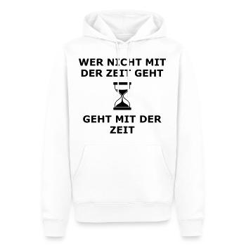 Qui ne suit pas le temps - Sweat à capuche Premium bio Homme - blanc - Devant - Nico (187cm)