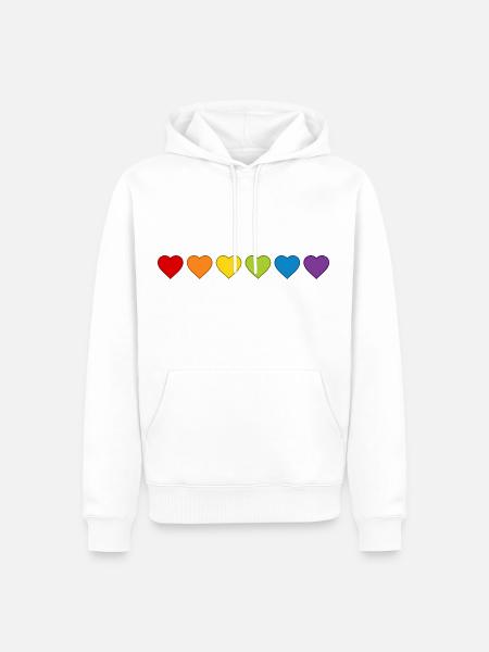 LGBTQIA+ CSD Herz Regenbogen Herzen Pride Month - Männer Premium Bio Hoodie - Weiß