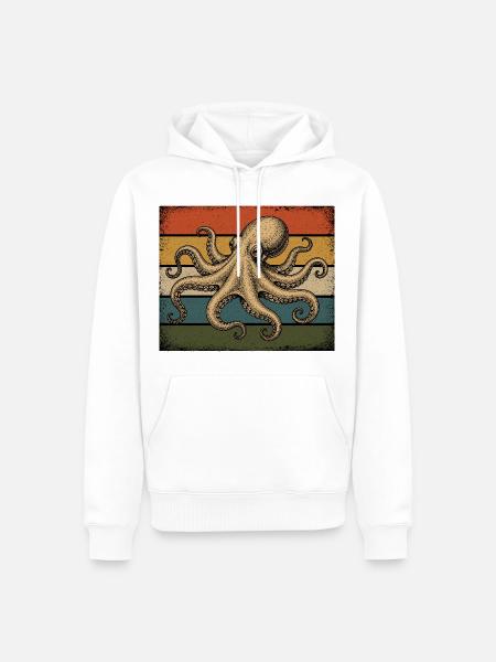 Krake Meeresfauna - Männer Premium Bio Hoodie - Weiß