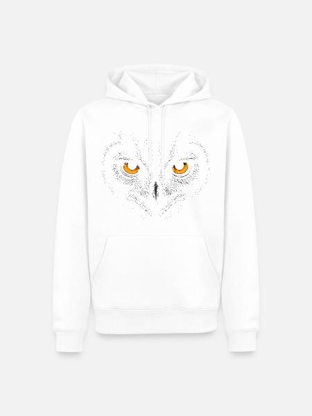 Dark Owl Face - Männer Premium Bio Hoodie - Weiß