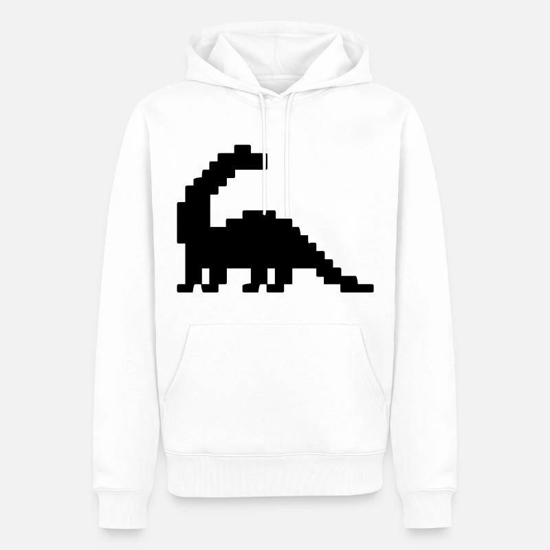Dinosaurier Brontosaurus Pixel - Männer Premium Bio Hoodie - Weiß