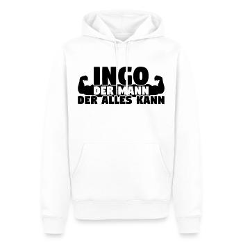 Der Mann Der Alles kann Ingo - Männer Premium Bio Hoodie - Weiß - Vorne - Nico (187cm)