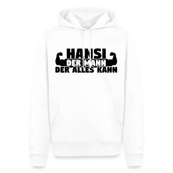 Der Mann Der Alles kann Hansi - Männer Premium Bio Hoodie - Weiß - Vorne - Nico (187cm)