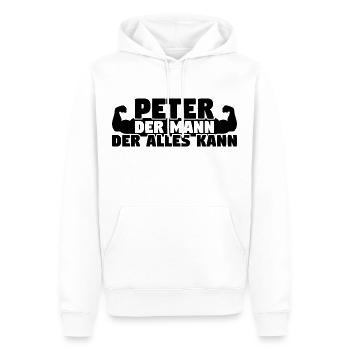 Der Mann Der Alles kann Peter - Männer Premium Bio Hoodie - Weiß - Vorne - Nico (187cm)