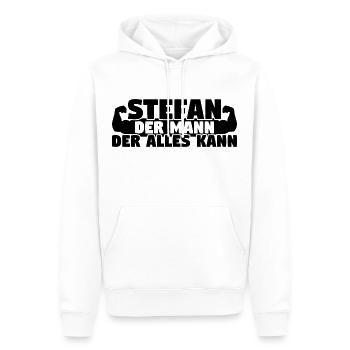 Der Mann Der Alles kann Stefan - Männer Premium Bio Hoodie - Weiß - Vorne - Nico (187cm)