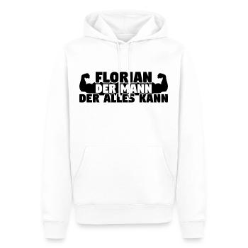 Der Mann Der Alles kann Florian - Männer Premium Bio Hoodie - Weiß - Vorne - Nico (187cm)